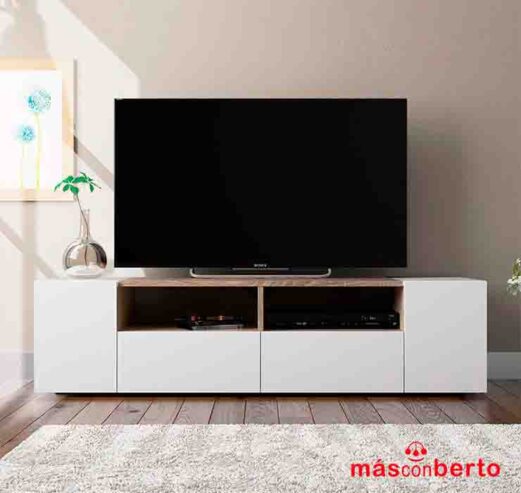 Mueble TV 4P Blanco/Roble 0F6624A