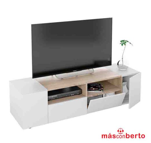 Mueble TV 4P Blanco/Roble 0F6624A