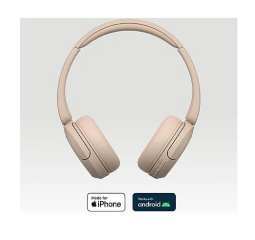 Auriculares inalámbricos – Sony WH-CH520, Bluetooth, 50 horas de autonomía, Carga rápida, 360 Audio, Conexión multipunto, Cascos estilo diadema, Beige