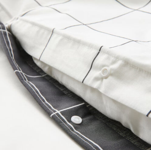 Funda nórdica+2 fundas almohada, blanco negro/a cuadros, 240×220/50×60 cm